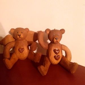 Pair of hand carved wooden bears